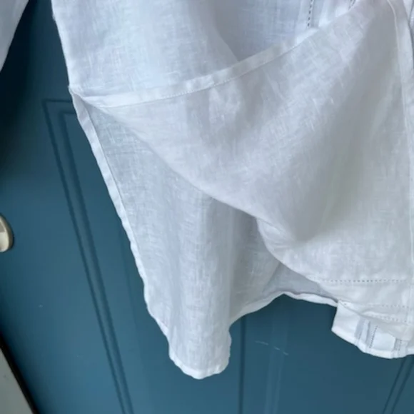 CHICOS WHITE BUTTON COASTAL GRANNY LONG SHIRT SIZE 1 - Picture 10 of 16